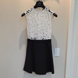 Sandro Paris Black white lace dress